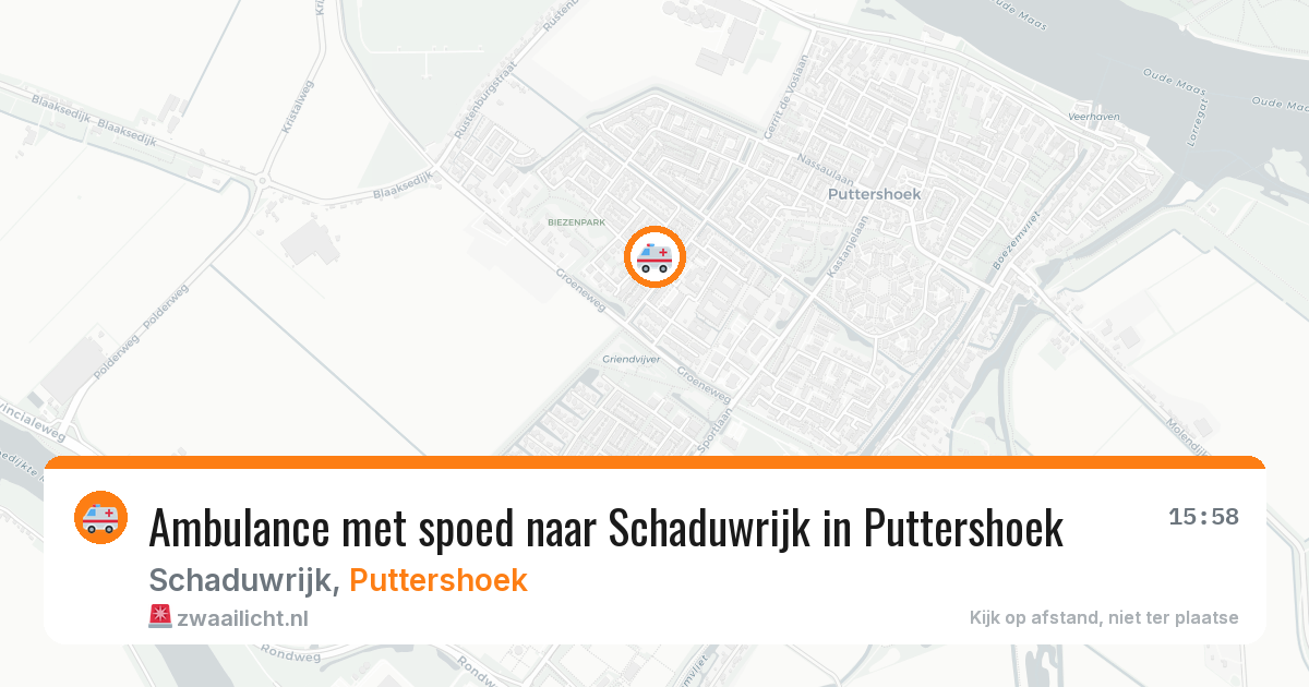 Ambulance met spoed naar Schaduwrijk in Puttershoek — 19 mei 2026