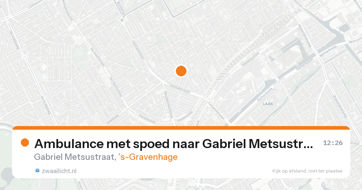 Ambulance met spoed naar Gabriel Metsustraat in 's-Gravenhage — 20 aug 2026