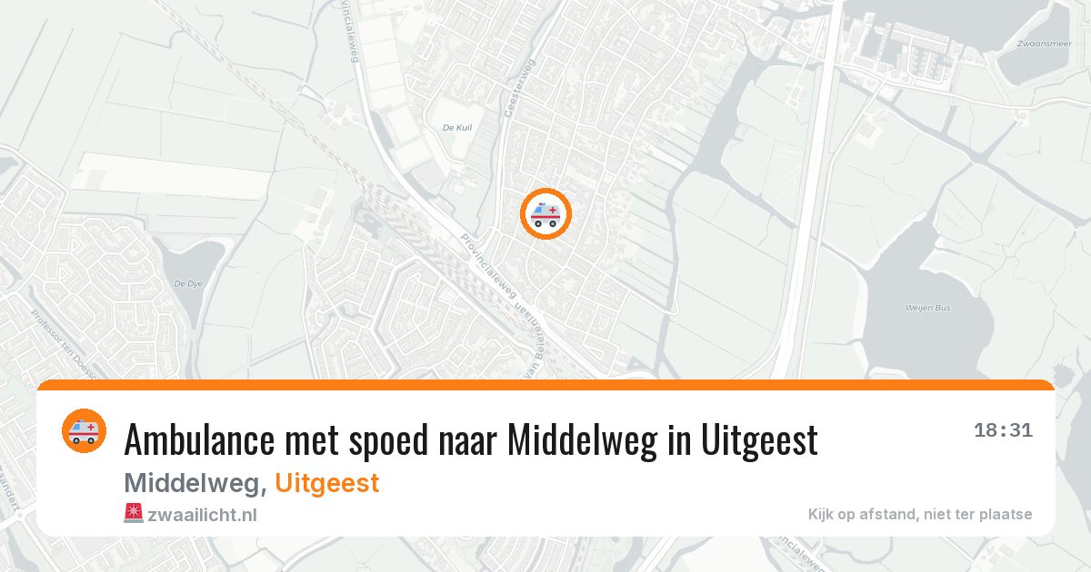 Ambulance met spoed naar Middelweg in Uitgeest — 14 mrt 2026