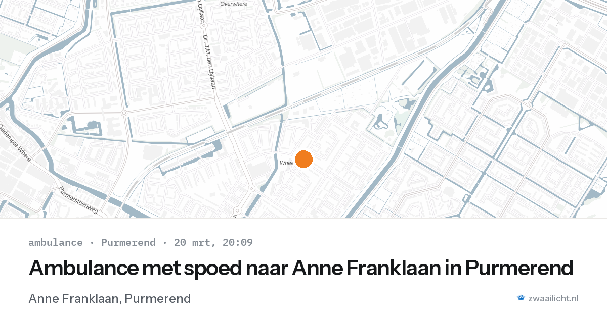Ambulance met spoed naar Anne Franklaan in Purmerend — 20 mrt 2026