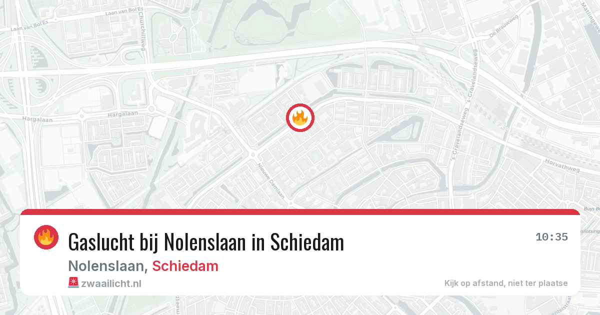 Gaslucht bij Nolenslaan in Schiedam — 22 mrt 2026