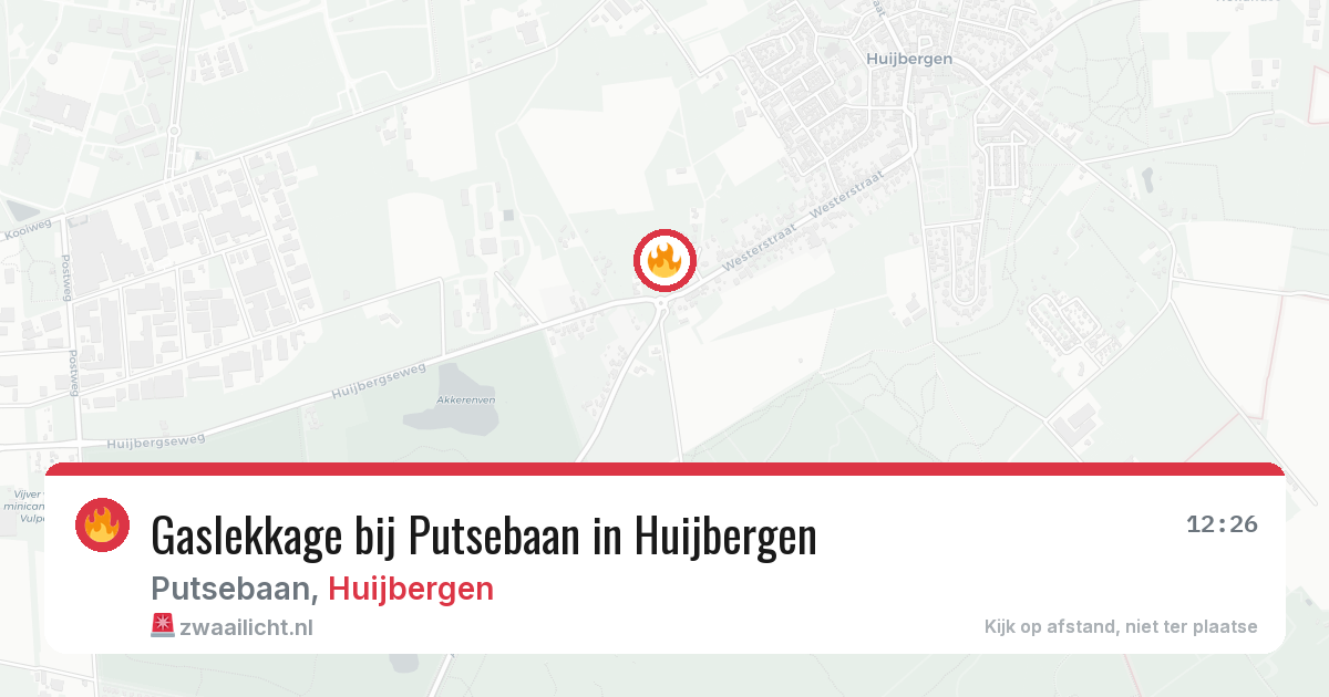 Gaslekkage bij Putsebaan in Huijbergen — 28 jun 2026