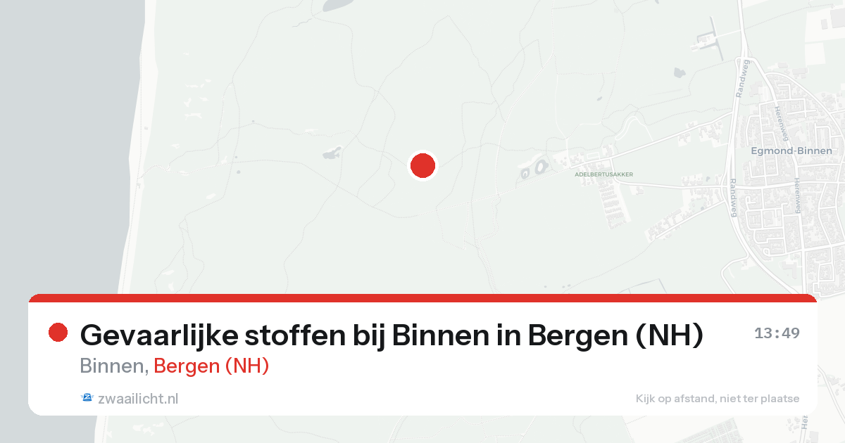 Gevaarlijke stoffen bij Binnen in Bergen (NH) — 19 aug 2026