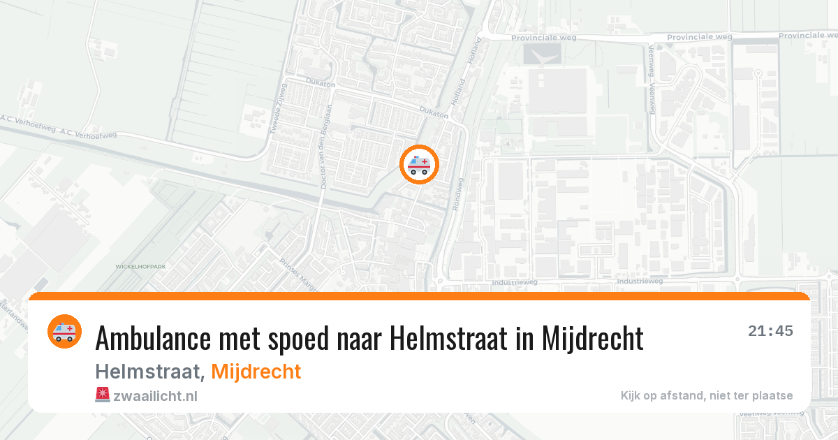 Ambulance met spoed naar Helmstraat in Mijdrecht — 13 jun 2026