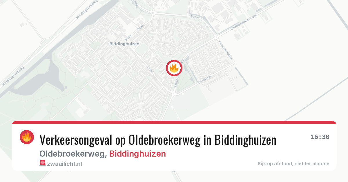 Verkeersongeval op Oldebroekerweg in Biddinghuizen — 16 feb 2026