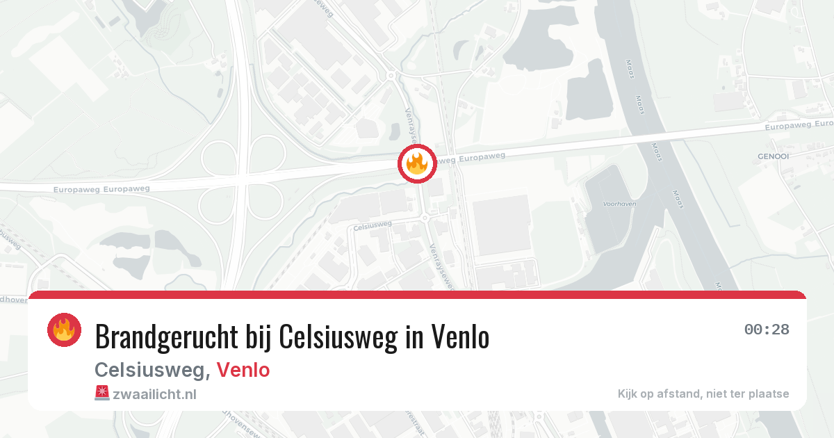 Brandgerucht bij Celsiusweg in Venlo — 26 jun 2026
