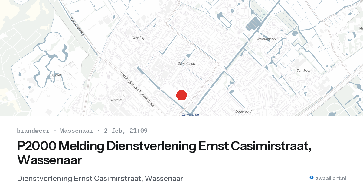 P2000 Melding Dienstverlening Ernst Casimirstraat, Wassenaar — 2 feb 2026