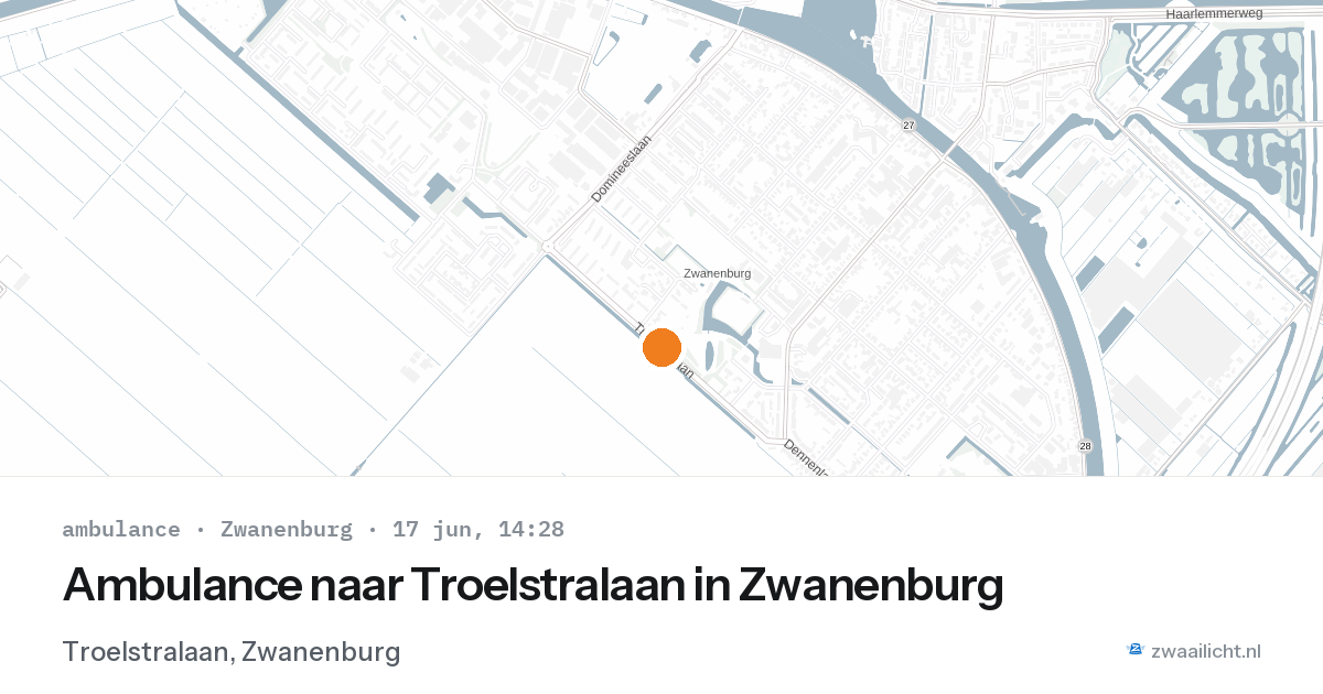 Ambulance naar Troelstralaan in Zwanenburg — 17 jun 2026