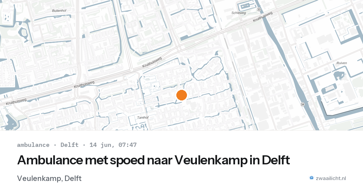 Ambulance met spoed naar Veulenkamp in Delft — 14 jun 2026