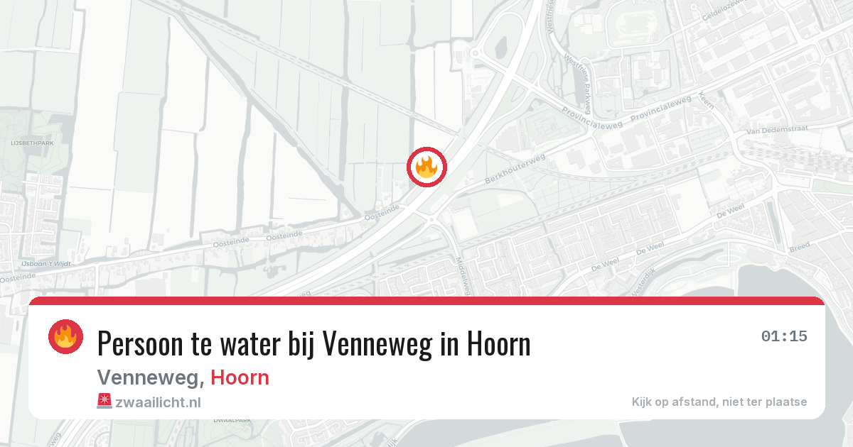 Persoon te water bij Venneweg in Hoorn — 17 jul 2026