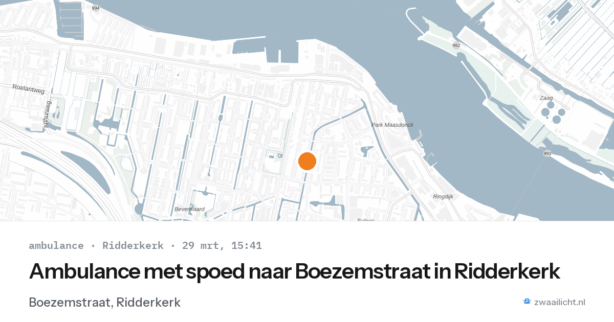 Ambulance met spoed naar Boezemstraat in Ridderkerk — 29 mrt 2026