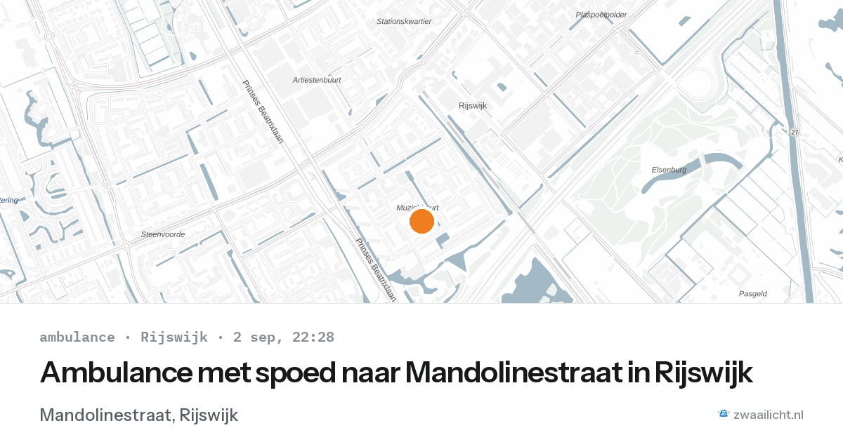 Ambulance met spoed naar Mandolinestraat in Rijswijk — 2 sep 2026