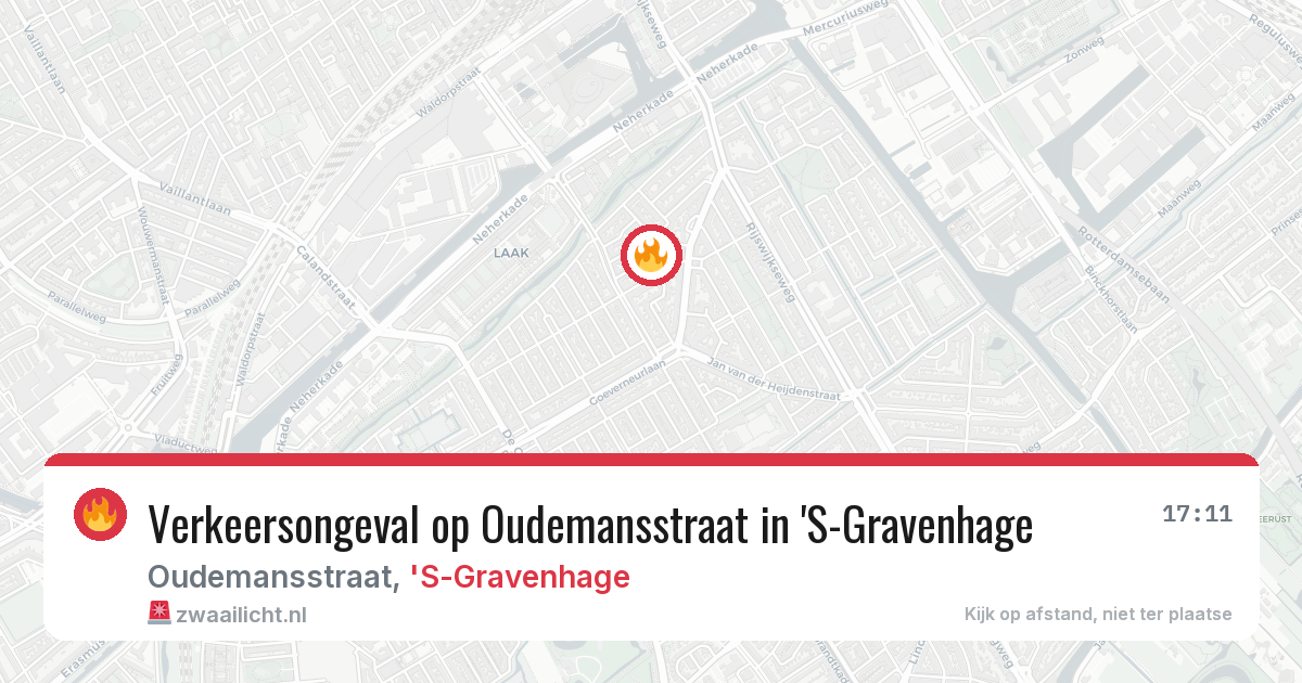 Verkeersongeval op Oudemansstraat in 'S-Gravenhage — 13 aug 2026