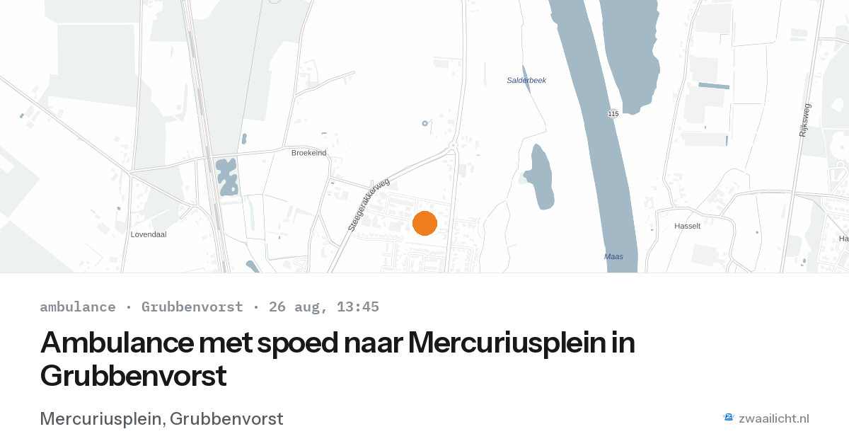 Ambulance met spoed naar Mercuriusplein in Grubbenvorst — 26 aug 2026