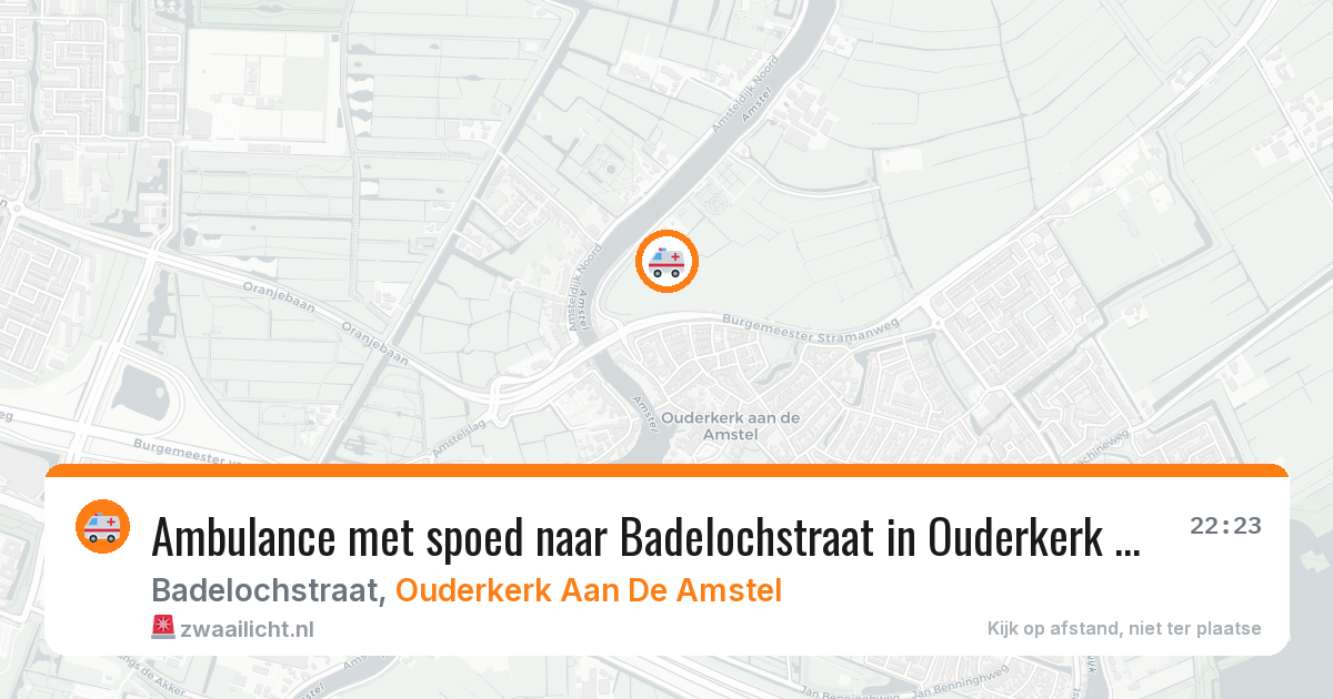 Ambulance met spoed naar Badelochstraat in Ouderkerk Aan De Amstel — 15 mrt 2026