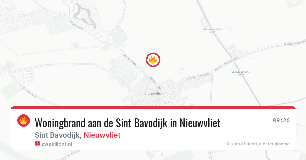 Woningbrand aan de Sint Bavodijk in Nieuwvliet — 14 aug 2026