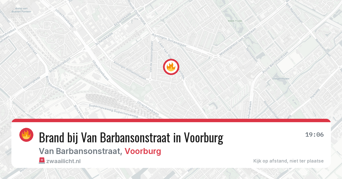 Brand bij Van Barbansonstraat in Voorburg — 12 aug 2026