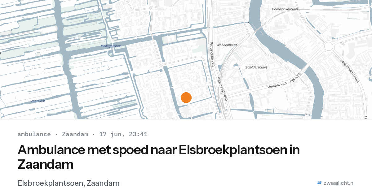 Ambulance met spoed naar Elsbroekplantsoen in Zaandam — 17 jun 2026