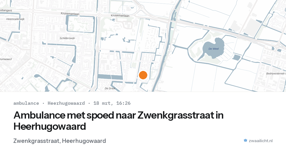 Ambulance met spoed naar Zwenkgrasstraat in Heerhugowaard — 18 mrt 2026