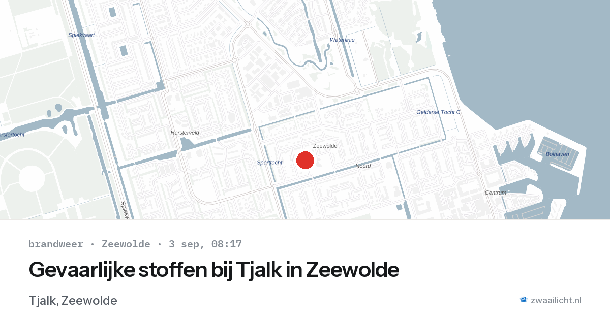 Gevaarlijke stoffen bij Tjalk in Zeewolde — 3 sep 2026