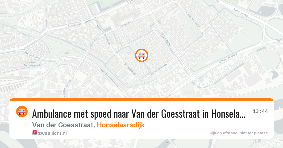 Ambulance met spoed naar Van der Goesstraat in Honselaarsdijk — 13 aug 2026