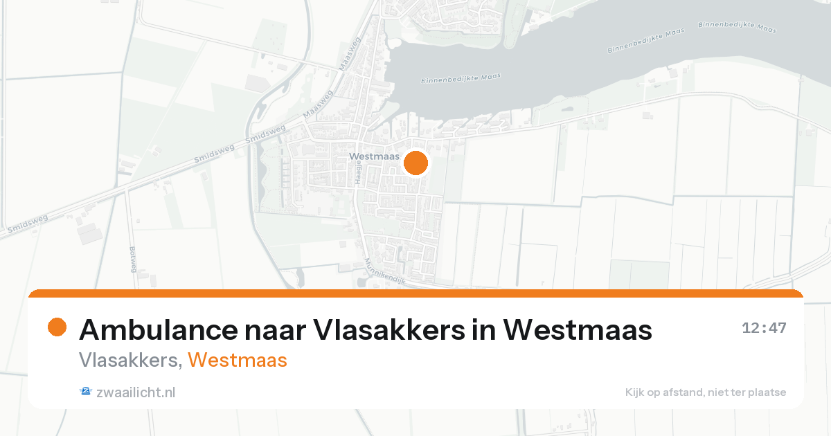 Ambulance naar Vlasakkers in Westmaas — 24 aug 2026