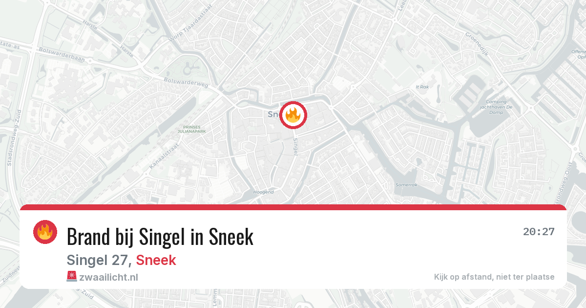 Brand bij Singel in Sneek — 24 jul 2026