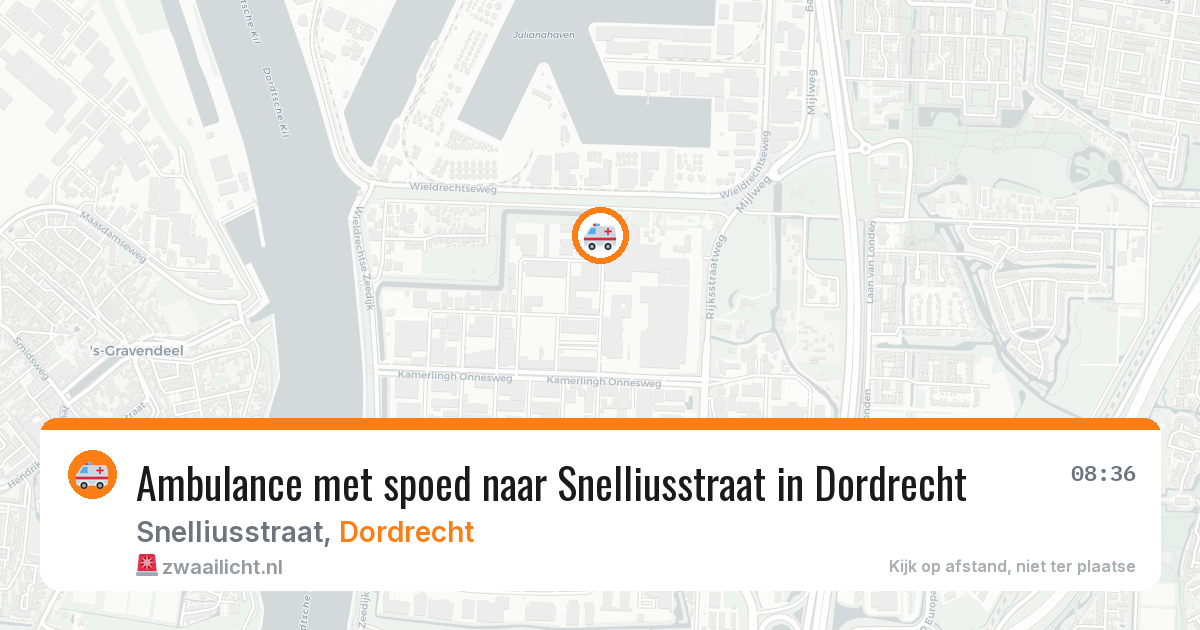 Ambulance met spoed naar Snelliusstraat in Dordrecht — 22 jun 2026