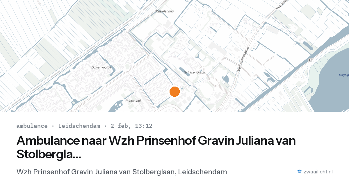 Ambulance naar Wzh Prinsenhof Gravin Juliana van Stolberglaan in Leidschendam — 2 feb 2026