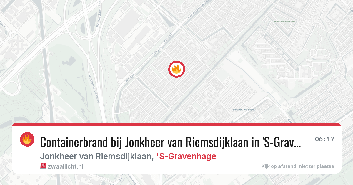 Containerbrand bij Jonkheer van Riemsdijklaan in 'S-Gravenhage — 13 aug 2026