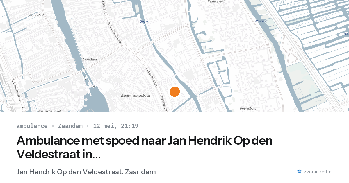 Ambulance met spoed naar Jan Hendrik Op den Veldestraat in Zaandam — 12 mei 2026