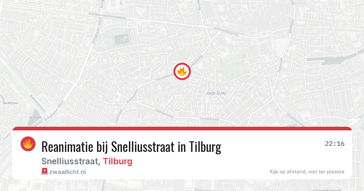 Reanimatie bij Snelliusstraat in Tilburg — 22 jun 2026