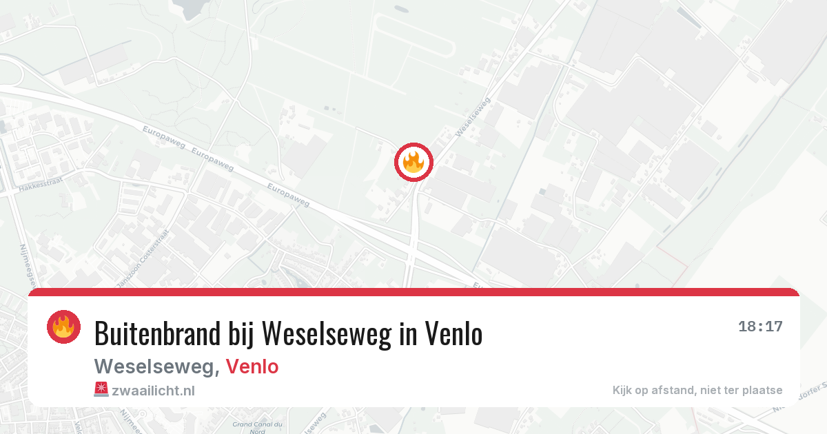 Buitenbrand bij Weselseweg in Venlo — 9 apr 2026