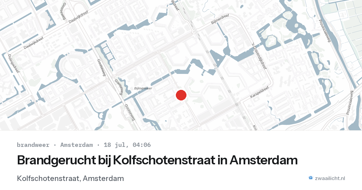 Brandgerucht bij Kolfschotenstraat in Amsterdam — 18 jul 2026
