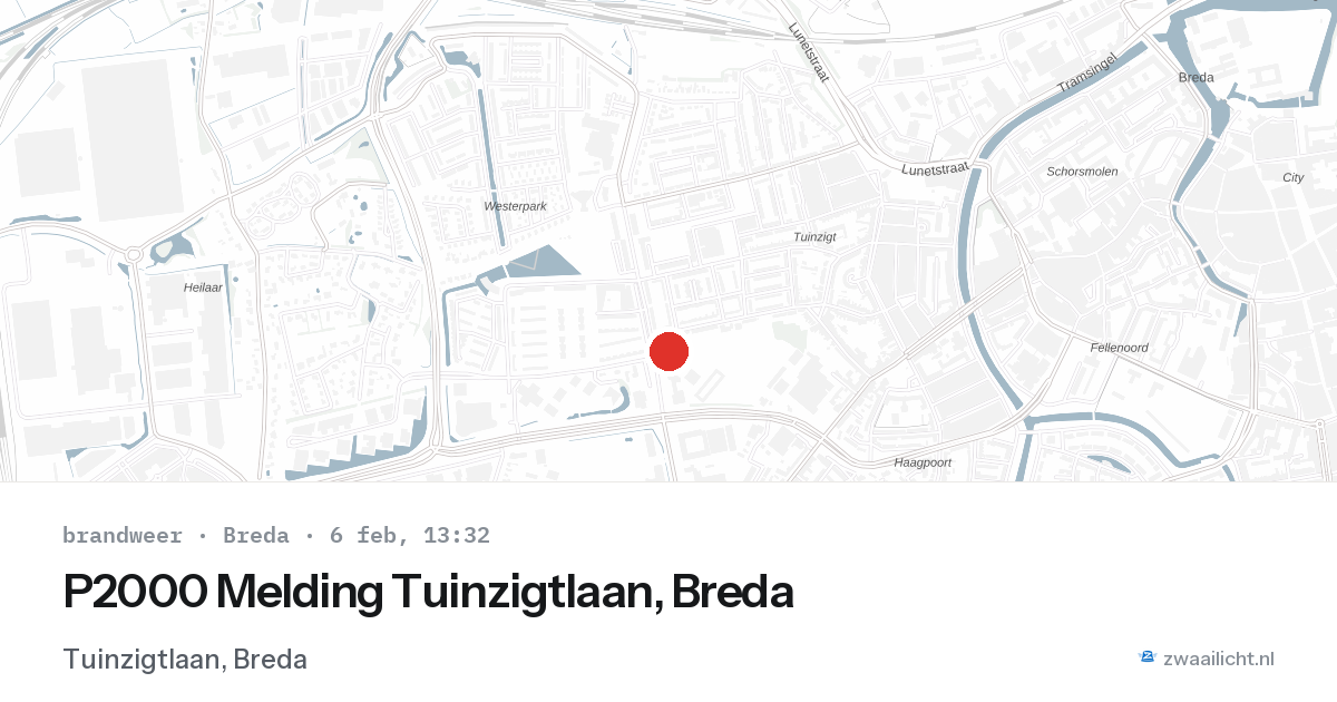P2000 Melding Tuinzigtlaan, Breda — 6 feb 2026