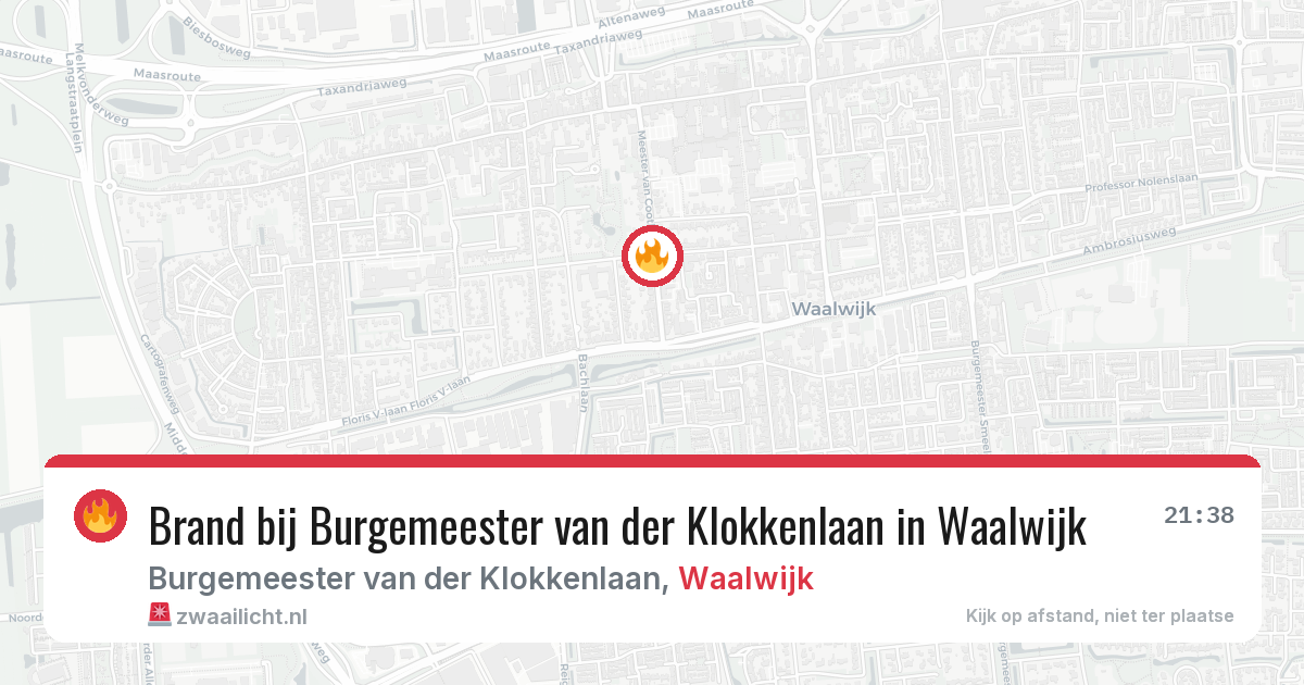Brand bij Burgemeester van der Klokkenlaan in Waalwijk — 29 jul 2026