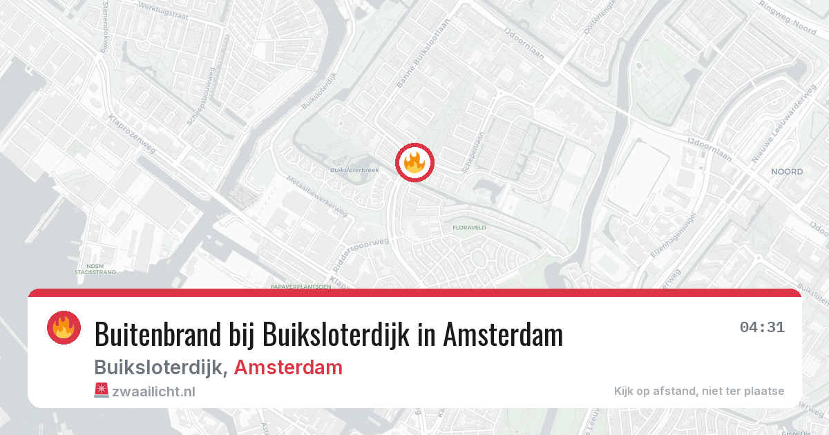 Buitenbrand bij Buiksloterdijk in Amsterdam — 14 aug 2026