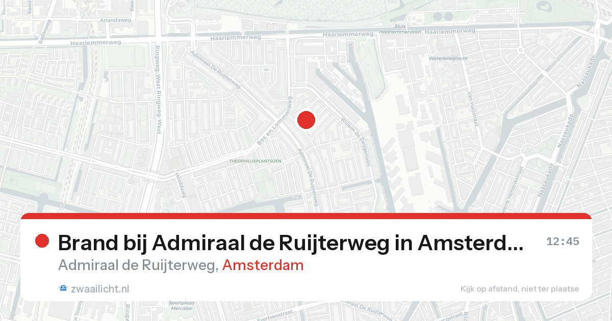 Brand bij Admiraal de Ruijterweg in Amsterdam — 25 aug 2026