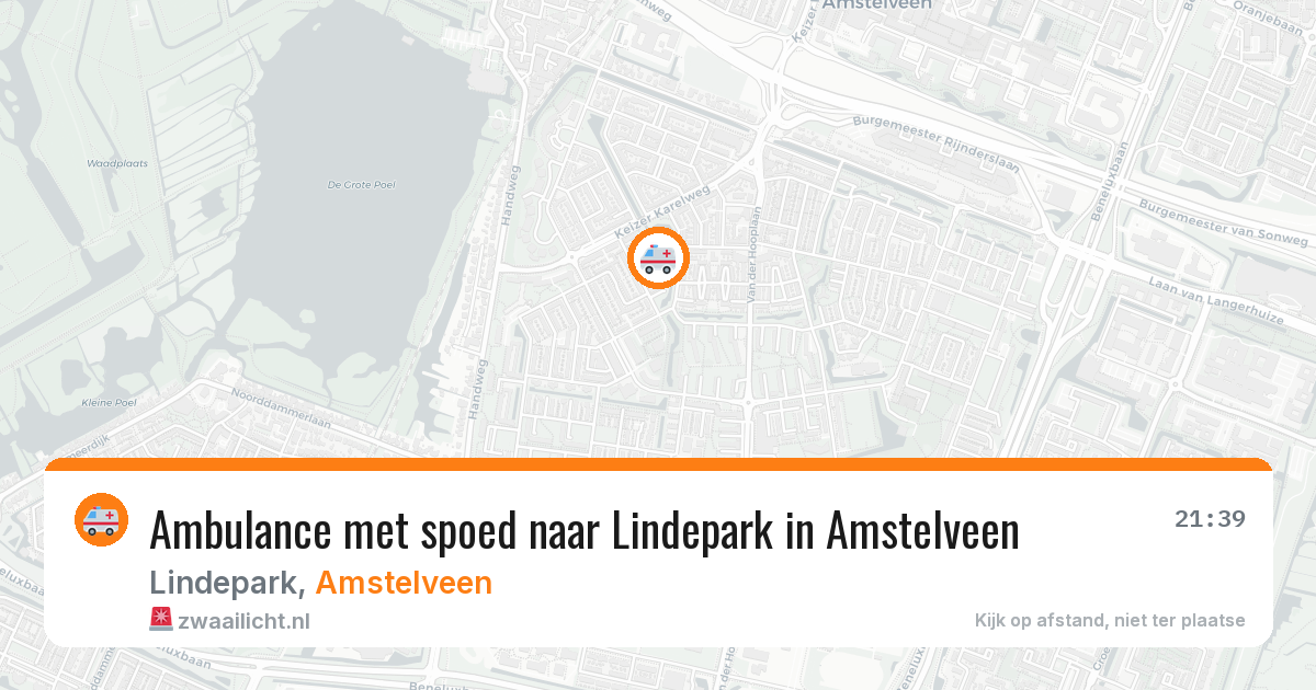 Ambulance met spoed naar Lindepark in Amstelveen — 6 aug 2026