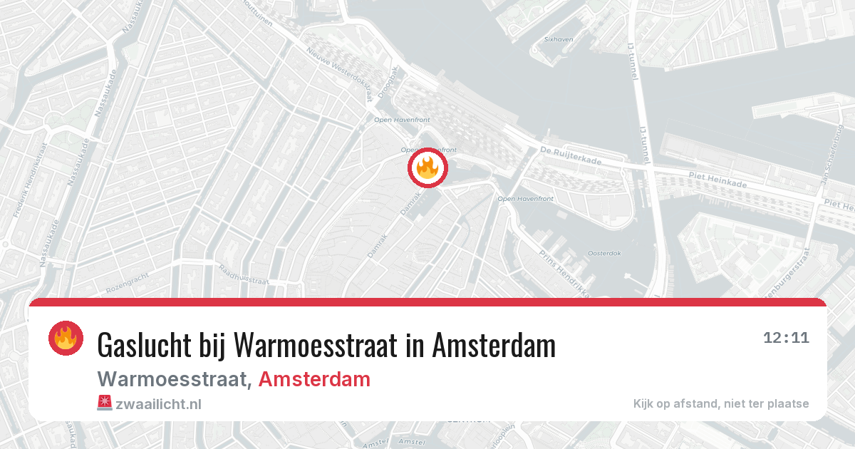 Gaslucht bij Warmoesstraat in Amsterdam — 8 mei 2026