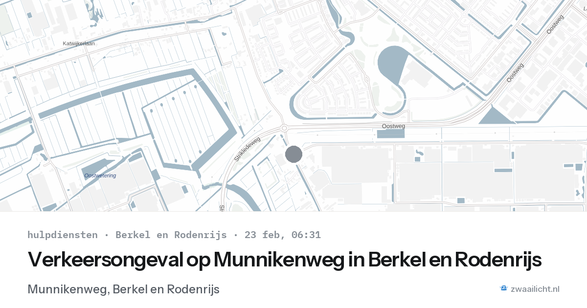 Verkeersongeval op Munnikenweg in Berkel en Rodenrijs — 23 feb 2026