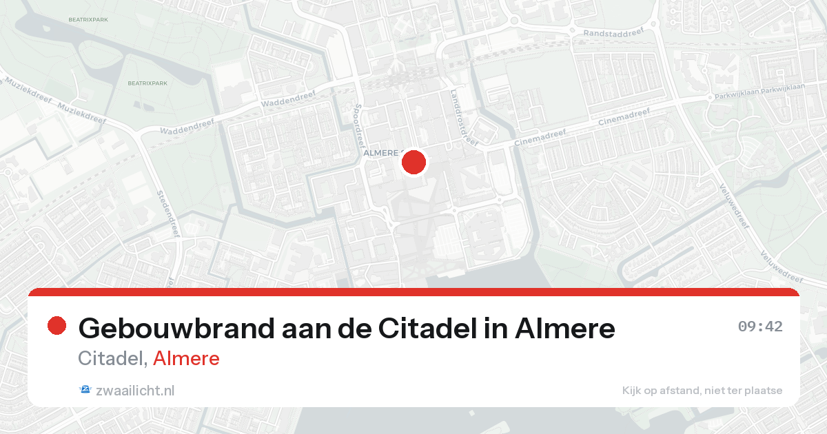 Gebouwbrand aan de Citadel in Almere — 20 aug 2026