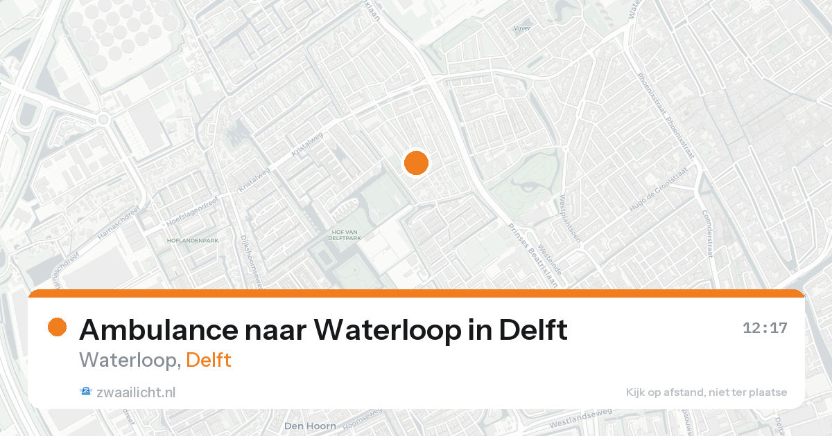 Ambulance naar Waterloop in Delft — 15 aug 2026