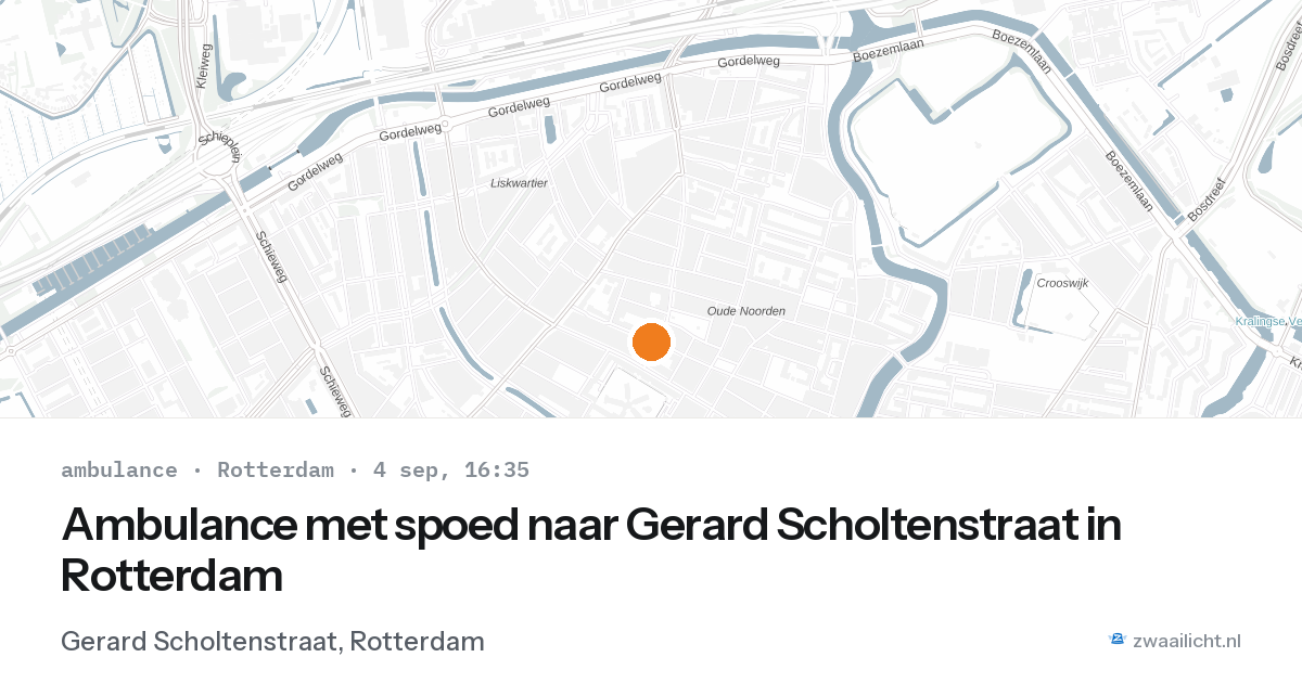 Ambulance met spoed naar Gerard Scholtenstraat in Rotterdam — 4 sep 2026