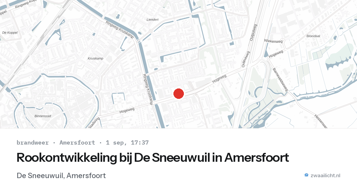Rookontwikkeling bij De Sneeuwuil in Amersfoort — 1 sep 2026