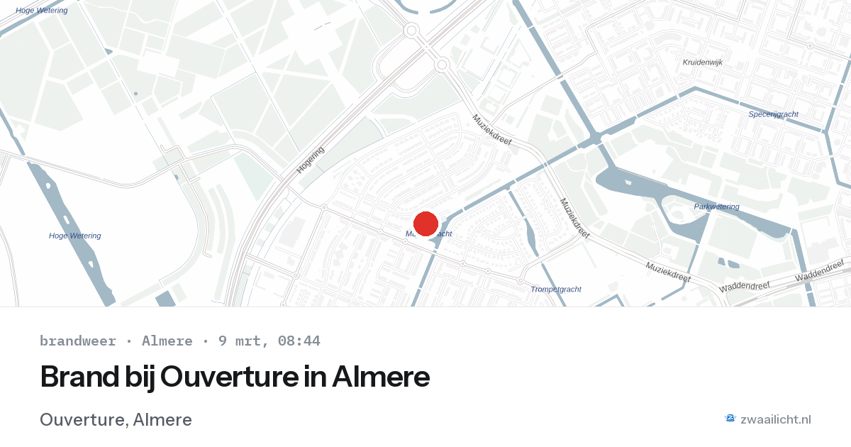 Brand bij Ouverture in Almere — 9 mrt 2026