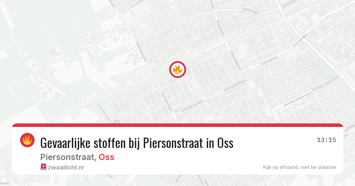 Gevaarlijke stoffen bij Piersonstraat in Oss — 21 jun 2026