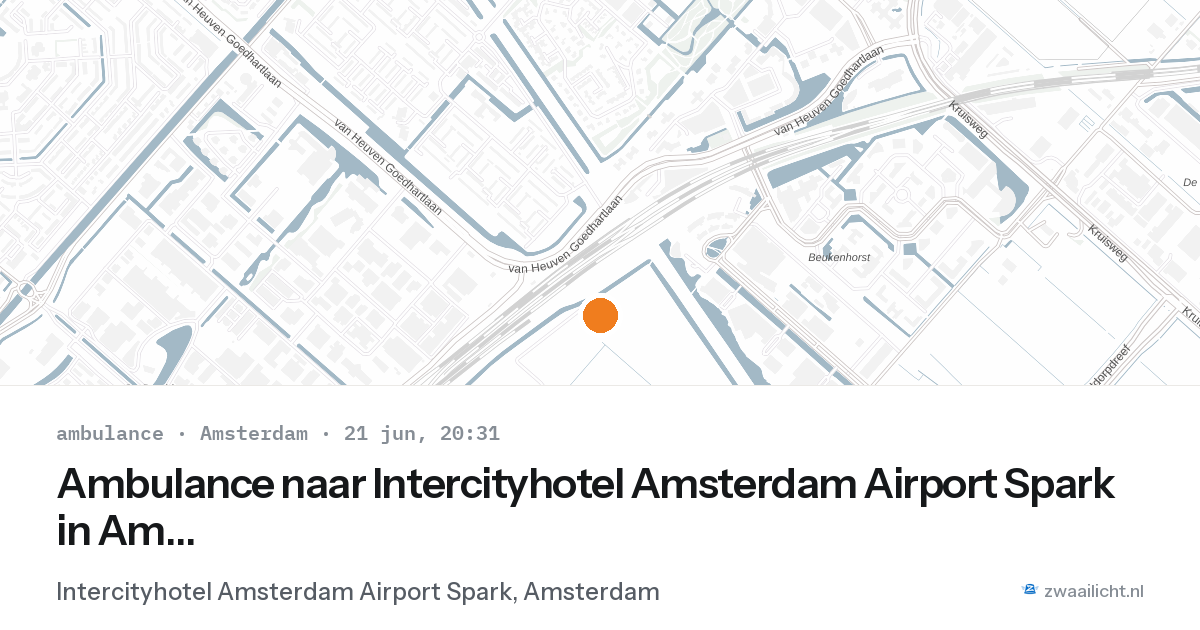 Ambulance naar Intercityhotel Amsterdam Airport Spark in Amsterdam — 21 jun 2026
