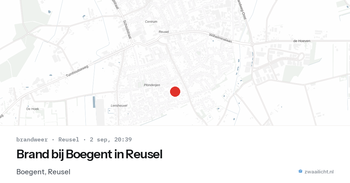 Brand bij Boegent in Reusel — 2 sep 2026