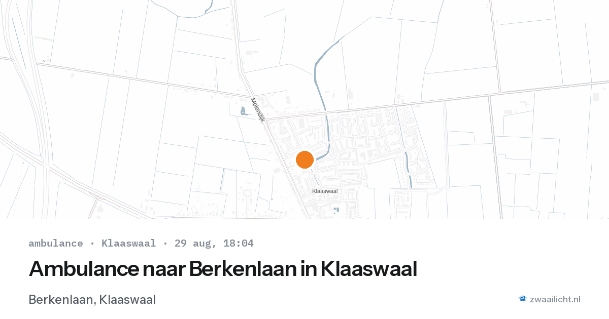 Ambulance naar Berkenlaan in Klaaswaal — 29 aug 2026